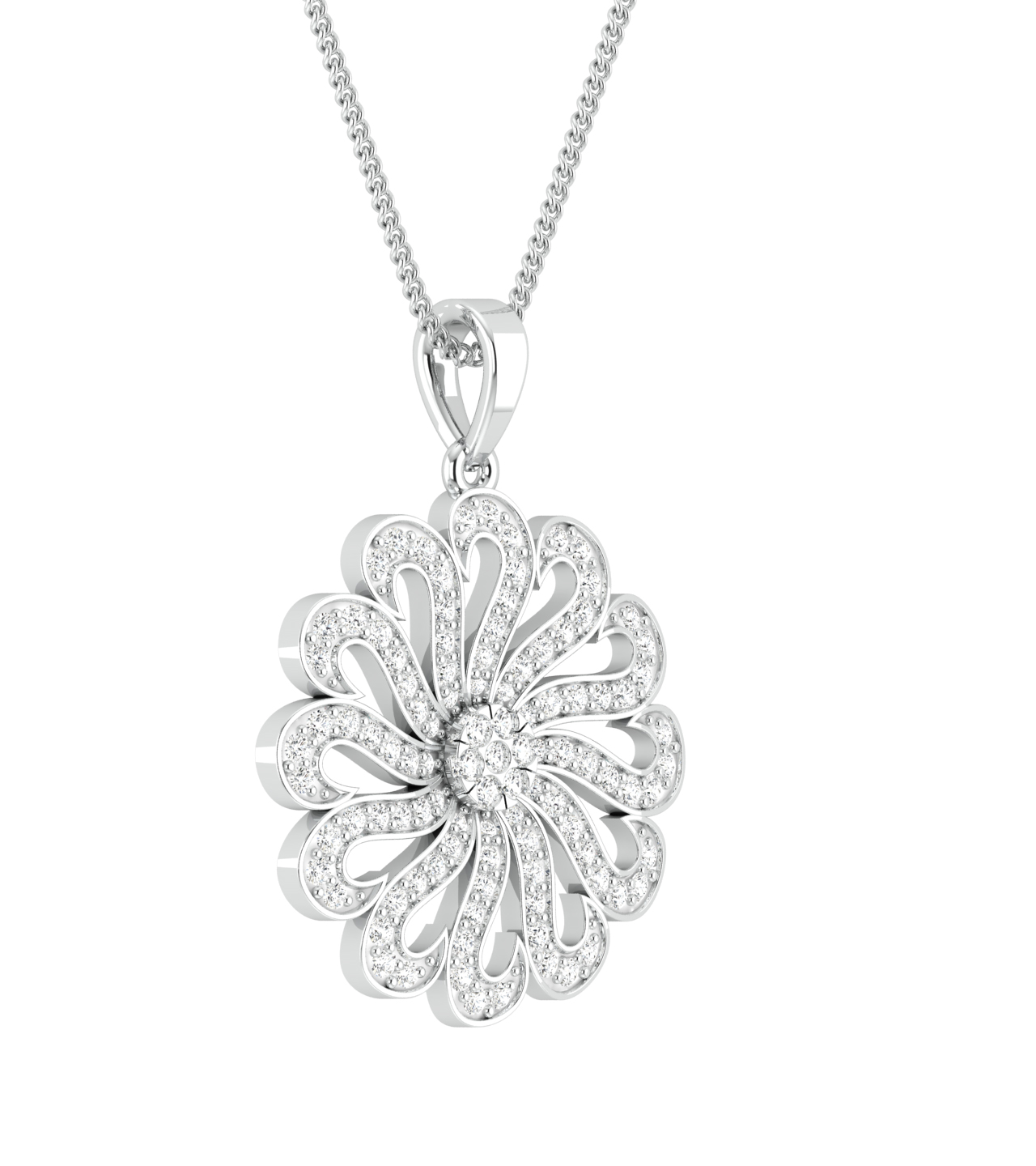 Stylish Floral Diamond Pendant